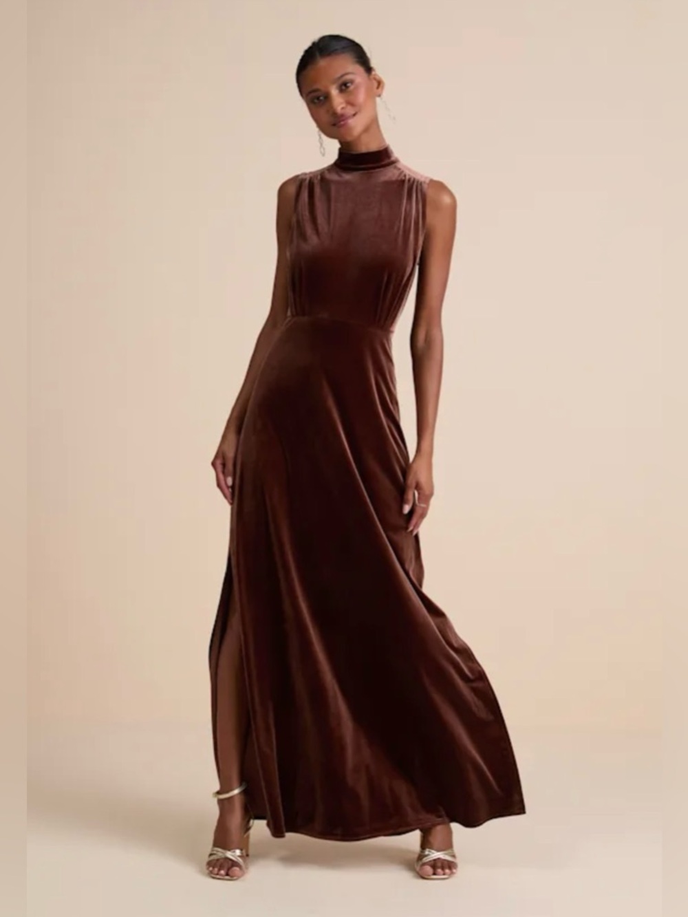 Lulus Classic Elegance Velvet Sleeveless Mock Neck Maxi Dress 2X 2XL NWT